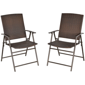Ensemble de 2 chaises de jardin en résine tressée, marron