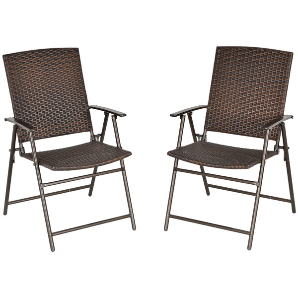 Ensemble de 2 chaises de jardin en résine tressée, marron