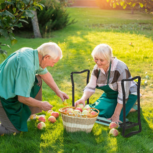 Tabouret de jardin pliant avec assise et genouillère, vert foncé