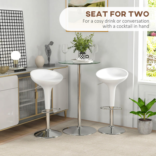 High bar table with tempered glass top