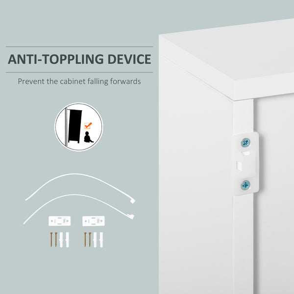 High-gloss lacquered sideboard with 2 drawers, 2 doors and an adjustable shelf, grey and white