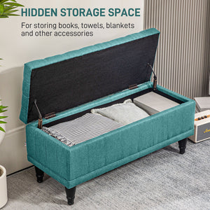 Pouf de rangement en tissu lin avec capitonnage à boutons, vert