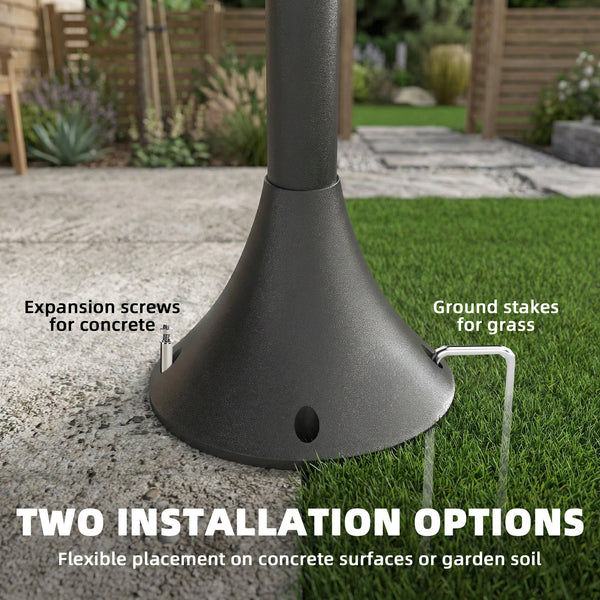 74" 3-Head Solar Streetlight, IP44 Waterproof, with Automatic Dusk-to-Dawn Sensor.