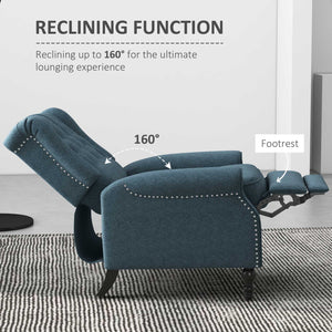 Fauteuil inclinable à oreilles avec repose-pieds, bleu