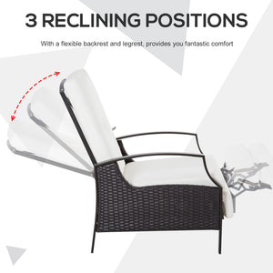 Fauteuil inclinable d'extérieur en rotin, coussin blanc