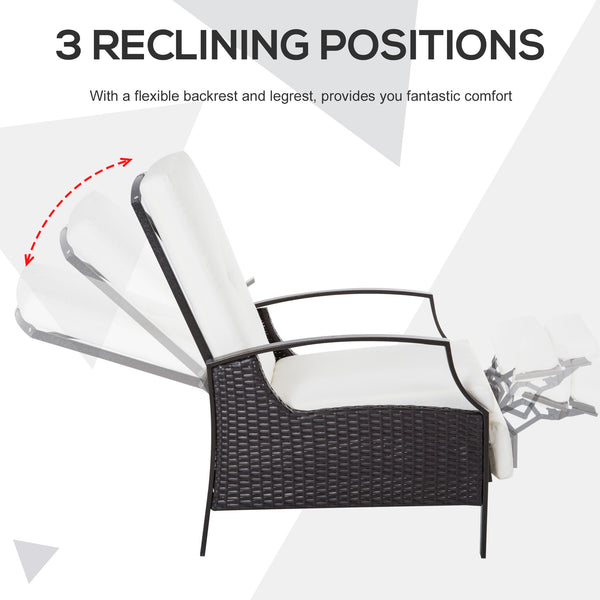 Fauteuil inclinable d'extérieur en rotin, coussin blanc