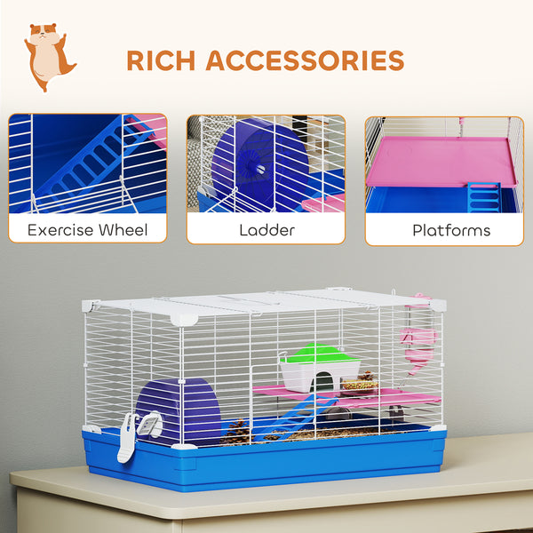 Cage bleue à 2 niveaux pour petits hamsters et gerbilles