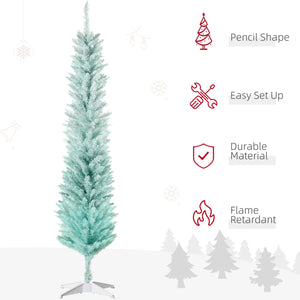 Sapin de Noël artificiel mince de 6 pieds bleu pâle