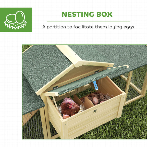 Wooden chicken coop with nesting box, run, ramp and tray