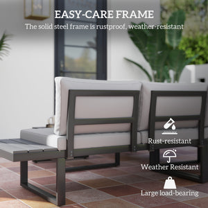 Ensemble de mobilier de jardin 4 pièces, canapé d'angle inclinable 5 positions, gris