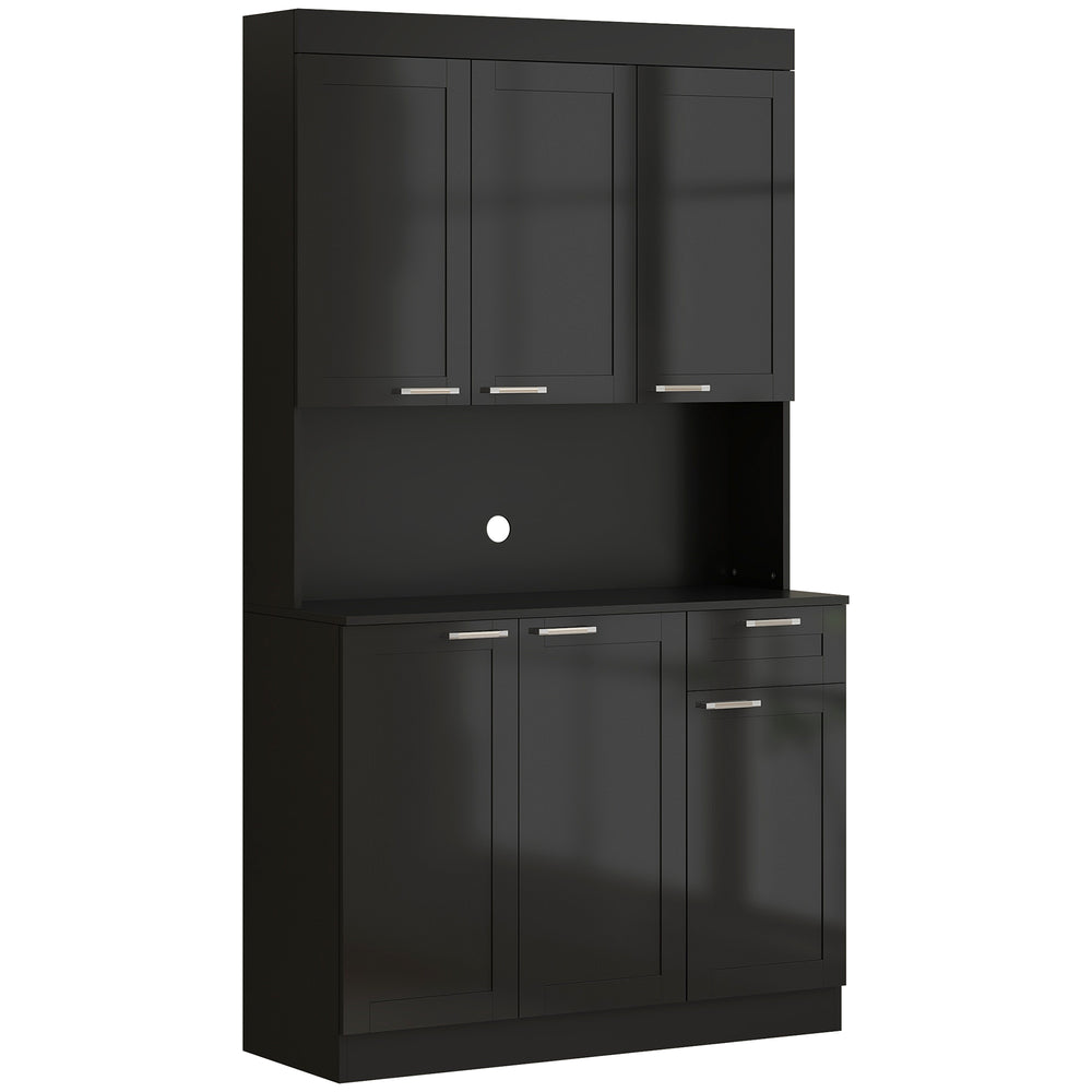 Buffet de 71" avec étagères réglables, noir brillant