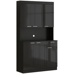 Buffet de 71" avec étagères réglables, noir brillant