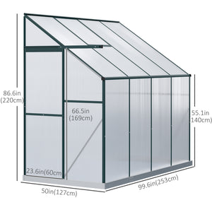 Aluminium and polycarbonate garden greenhouse with roof ventilation