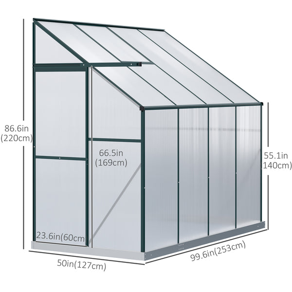 Aluminium and polycarbonate garden greenhouse with roof ventilation