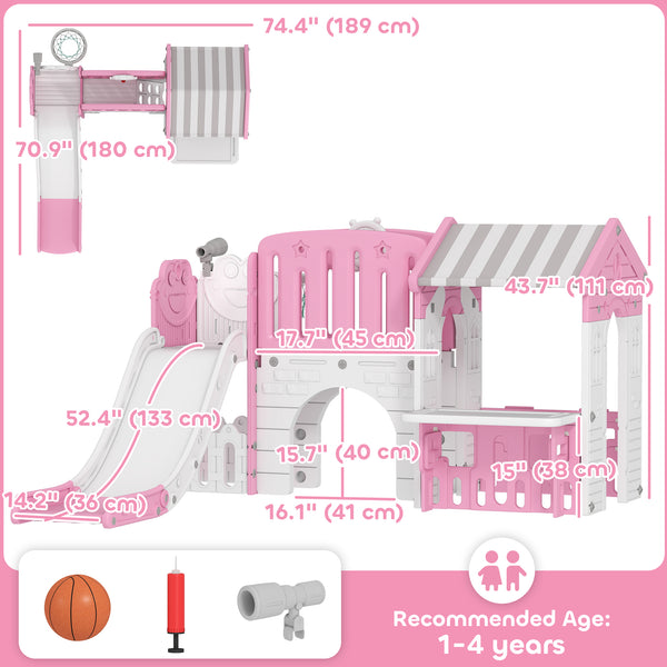 Toboggan 7 en 1 pour tout-petits, rose