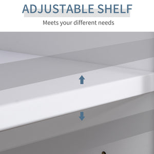 Bureau d'ordinateur avec tiroirs de rangement, armoire et étagère réglable, blanc