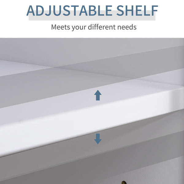 Bureau d'ordinateur avec tiroirs de rangement, armoire et étagère réglable, blanc