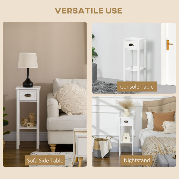 Lot de 2 tables d'appoints à 2 niveaux, blanche