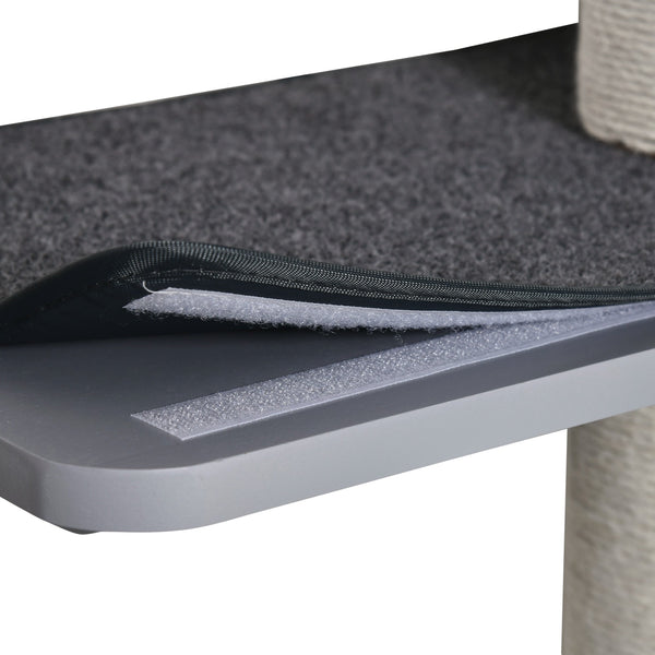 Arbre à chat mural avec 4 plateformes et 3 griffoirs, gris clair