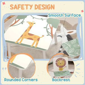 Ensemble table et chaises 3 pièces pour enfants, motif animalier