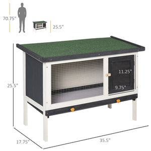 Wooden hutch with pull-out tray and opening roof, dark gray