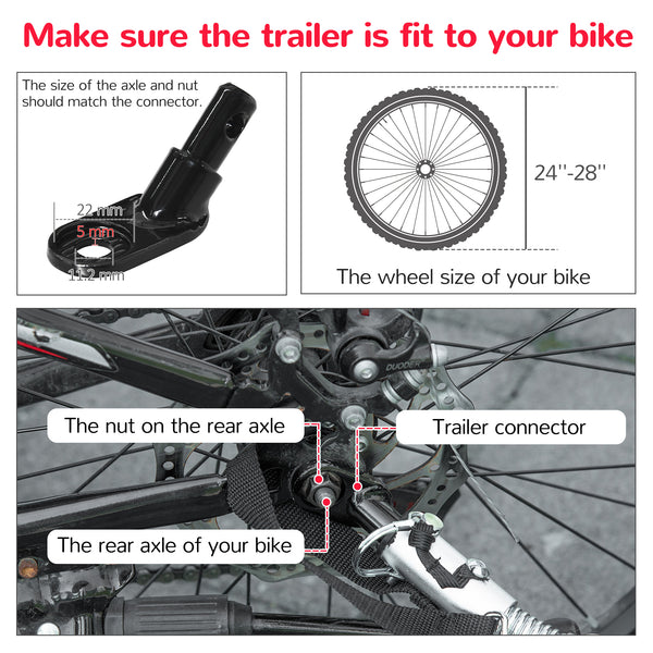 Remorque vélo pour chien 2 en 1 pour chiens de petite et moyenne taille, rouge