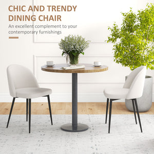 Lot de 2 chaises de salle à manger rembourrée en velours pour salon et salle à manger, blanc crème