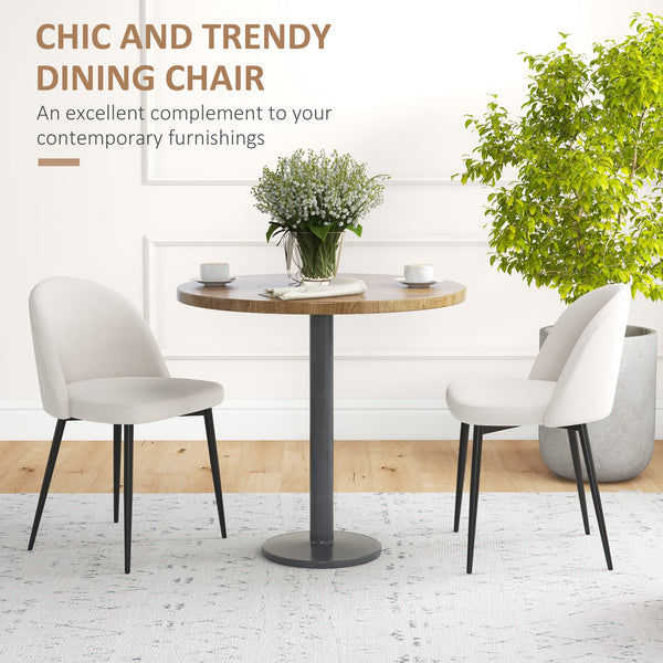 Lot de 2 chaises de salle à manger rembourrée en velours pour salon et salle à manger, blanc crème