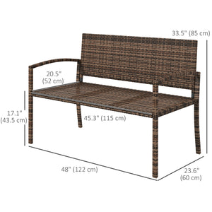 Fauteuil de jardin en rotin et osier avec accoudoirs - Marron