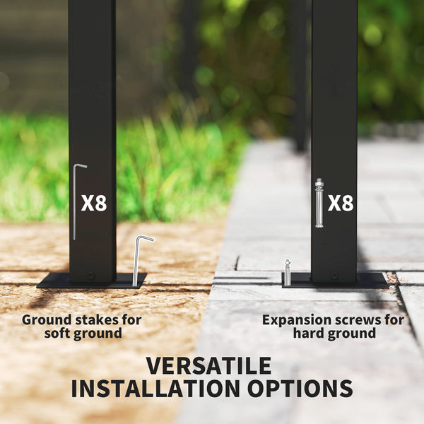 Pergola 10 x 13 avec auvent rétractable et rideaux