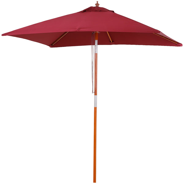 6.6-foot square parasol with tilt mechanism, burgundy red 