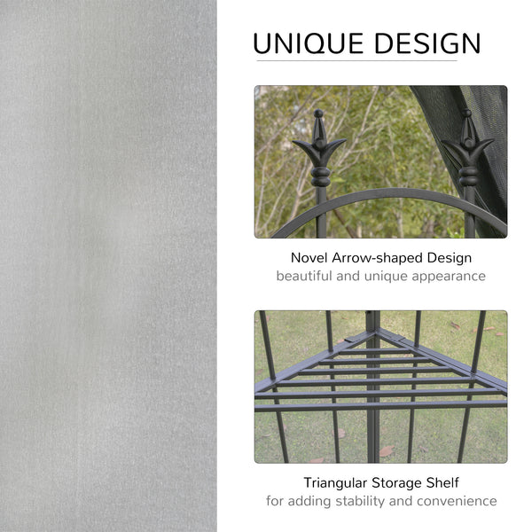 Outsunny 10'x10' Steel Outdoor Patio Gazebo Canopy Gray with Mesh Curtains Shelves |
