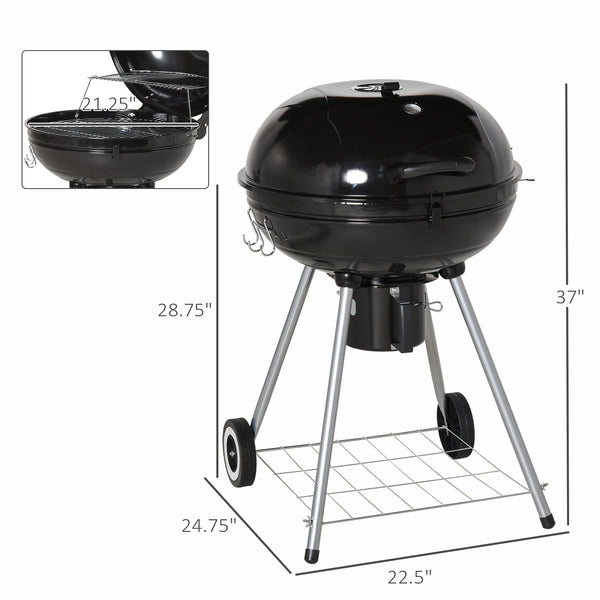 Portable Kettle Charcoal Grill for Outdoor Grilling Heat Control BBQ Barbecue