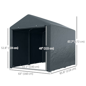 Portable bicycle shelter with galvanized steel frame and large door