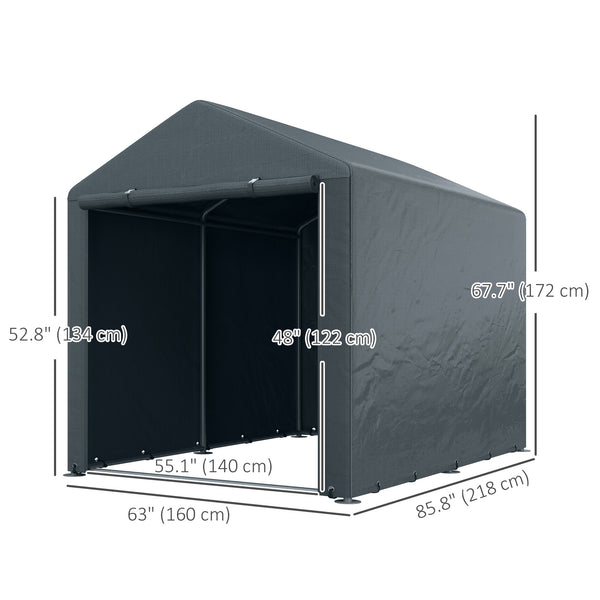Portable bicycle shelter with galvanized steel frame and large door
