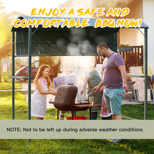 Outsunny BBQ Gazebo 7'x4.5' Outdoor Tent Metal Frame Sunshade Gray |