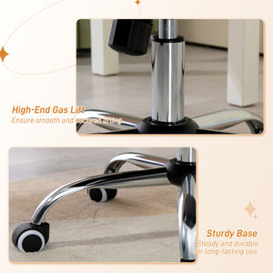 Upholstered office chair with swivel casters and adjustable height, white