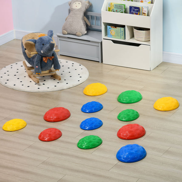 Lot de 12 pierres d'équilibre pour enfants avec tapis antidérapant, motif carapace de tortue