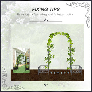 Arche de jardin en métal avec 2 jardinières, gris foncé
