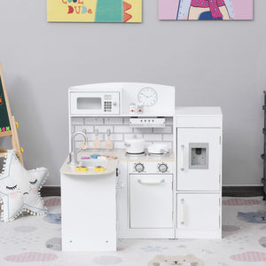 Cuisine pour enfants avec fontaine à eau, micro-ondes et accessoires, blanc