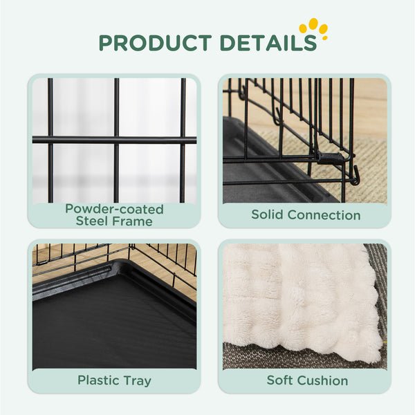 Cage pour chien 41" avec 2 portes, cage pliable en métal avec coussin moelleux, noire