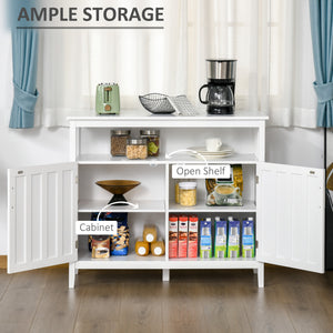 Buffet/meuble de rangement avec 2 portes et étagères réglables pour cuisine et salle à manger, blanc