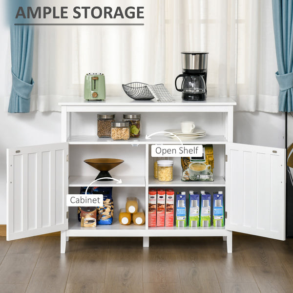 Buffet/meuble de rangement avec 2 portes et étagères réglables pour cuisine et salle à manger, blanc