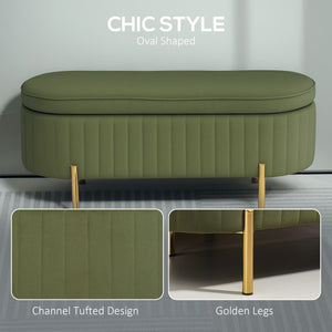 Banc de chambre rembourré capitonné avec pieds en métal, vert foncé