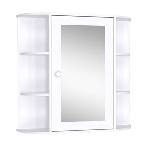Armoire à pharmacie murale avec miroir, porte et étagères, blanche