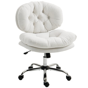 Office chair without armrests with a wide, padded seat, cream white