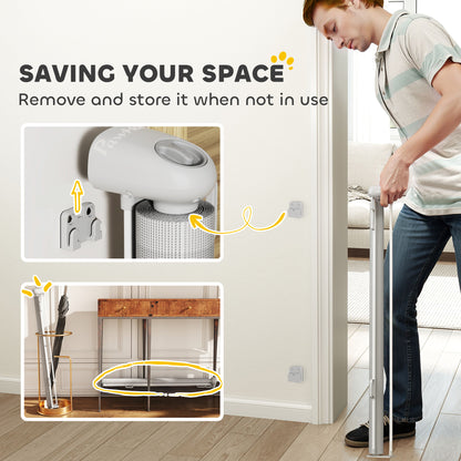 Retractable barrier extendable up to 140 cm wide and 86 cm high, for stairs, doors, corridors, interior and exterior, gray