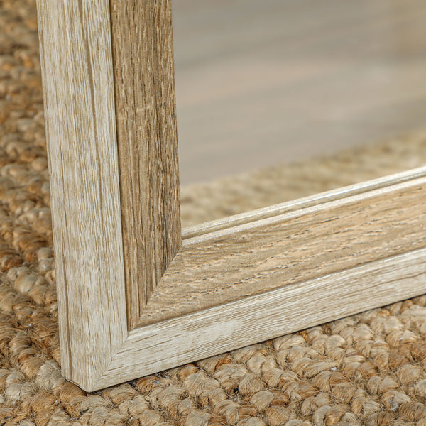 Miroir sur pied pleine longueur sur pied ou à poser avec cadre pour chambre, grain de bois foncé