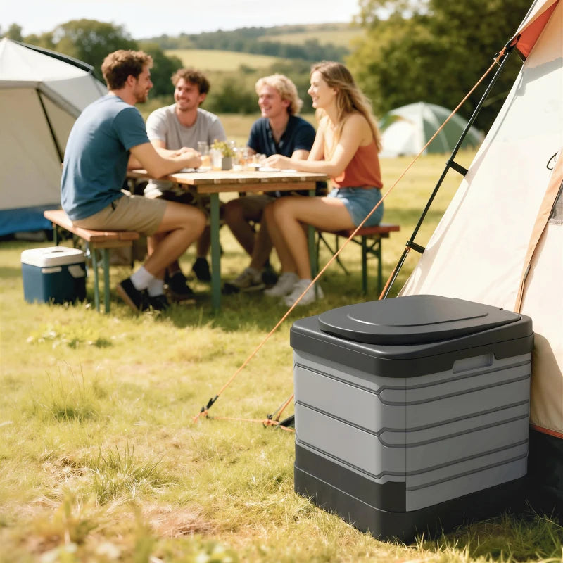 Portable toilet with 12 coagulant sachets