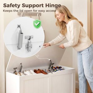 Coffre de rangement de 35,9 gal avec couvercle à fermeture lente et fonction banc – Blanc